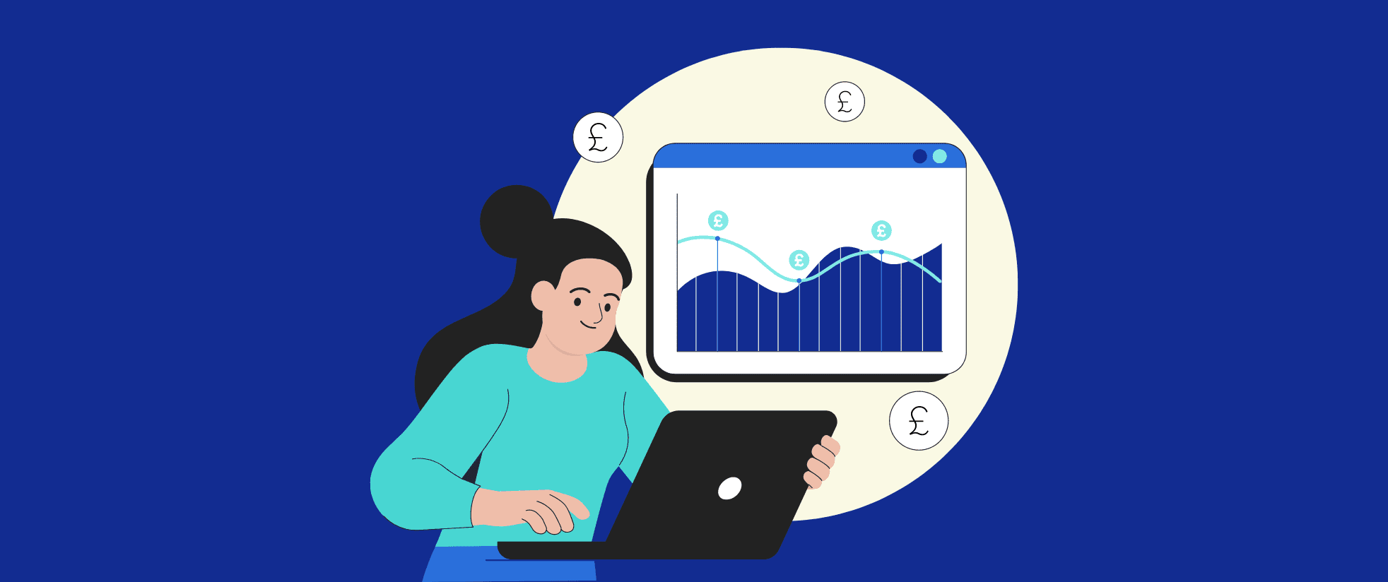 Illustration of a Procode team member helping track energy costs and savings insights through MHHS energy data.