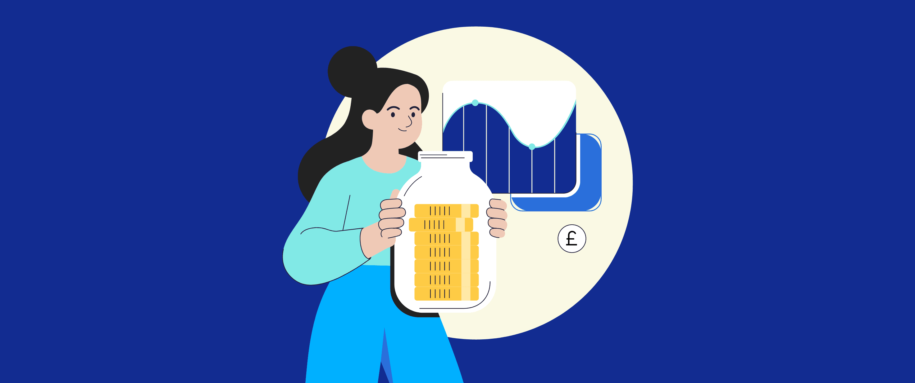 Illustration of a person holding a jar of money to represent the impact of the Chancellor's Spring Budget on the energy sector.