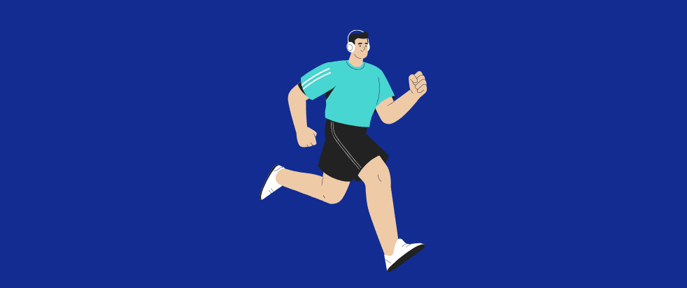 Illustration of a person running with headphones during Mental Health Awareness Week.